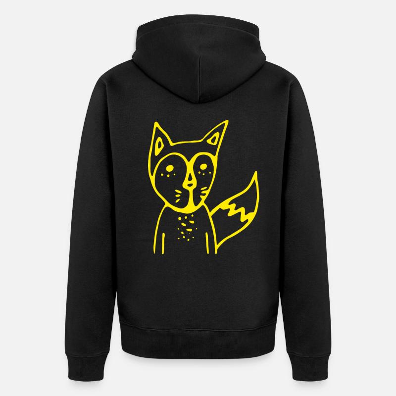 FUCHS yellow - Unisex Premium Bio Zip Hoodie - Schwarz