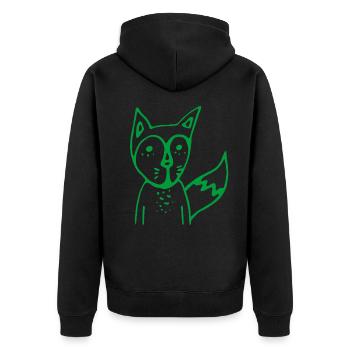 FUCHS green - Unisex Premium Bio Zip Hoodie - Schwarz - Hinten - Nico (187cm)