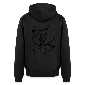 FUCHS black - Unisex Premium Bio Zip Hoodie - Schwarz - Hinten - Nico (187cm)