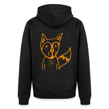 FUCHS orange - Unisex Premium Bio Zip Hoodie - Schwarz - Hinten - Nico (187cm)