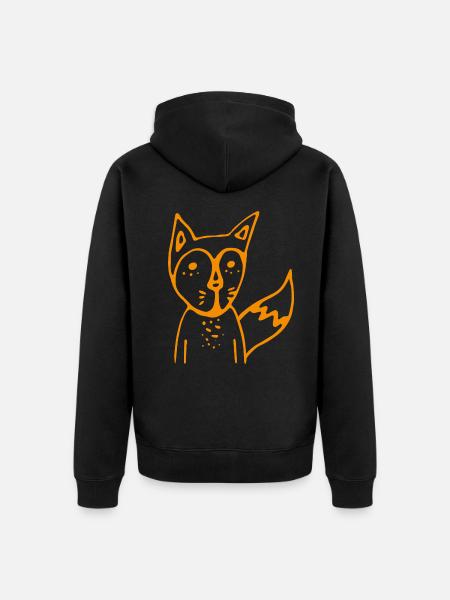 FUCHS orange - Unisex Premium Bio Zip Hoodie - Schwarz