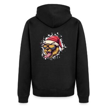 Biene Weihnachten Lustig - Unisex Premium Bio Zip Hoodie - Schwarz - Hinten - Nico (187cm)