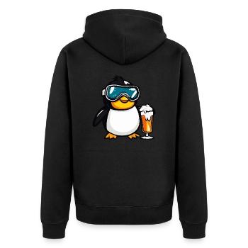 Pinguin Apres Ski Bier - Unisex Premium Bio Zip Hoodie - Schwarz - Hinten - Nico (187cm)