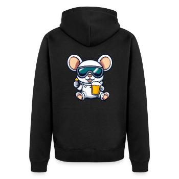 Souris Après-Ski Bière Bande Dessinée - Veste à capuche bio Premium Unisexe - noir - Dos - Nico (187cm)