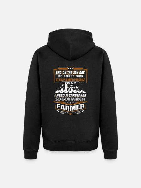 God Made A Farmer - Unisex Premium Organic Zip Hoodie - black