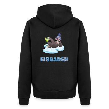 eisbaden winterbader cool icebath kälteresistent - Unisex Premium Bio Zip Hoodie - Schwarz - Hinten - Nico (187cm)