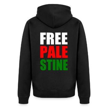 Free palestine - Unisex Premium Bio Zip Hoodie - Schwarz - Hinten - Nico (187cm)