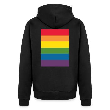 Einfach stolz und stolz - Unisex Premium Bio Zip Hoodie - Schwarz - Hinten - Nico (187cm)