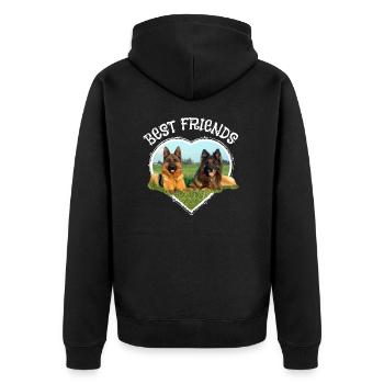 Schäferhund Mischling Best Friends Herz - Unisex Premium Bio Zip Hoodie - Schwarz - Hinten - Nico (187cm)