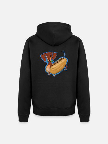 Chien Hot Dog - Veste à capuche bio Premium Unisexe - noir