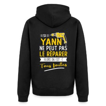 Si Yann ne peut pas le réparer on est foutus - Veste à capuche bio Premium Unisexe - noir - Dos - Nico (187cm)
