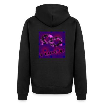 Ich liebe dich - Unisex Premium Bio Zip Hoodie - Schwarz - Hinten - Nico (187cm)