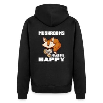 Pilzzeit Pilzsammler sammelt Pilze Pilzkenner - Unisex Premium Bio Zip Hoodie - Schwarz - Hinten - Nico (187cm)