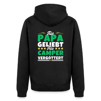 Aimé en tant que père, adoré en tant que campeur - Veste à capuche bio Premium Unisexe - noir - Dos - Nico (187cm)