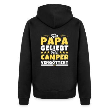 Als Papa geliebt, als Camper vergöttert - Unisex Premium Bio Zip Hoodie - Schwarz - Hinten - Nico (187cm)