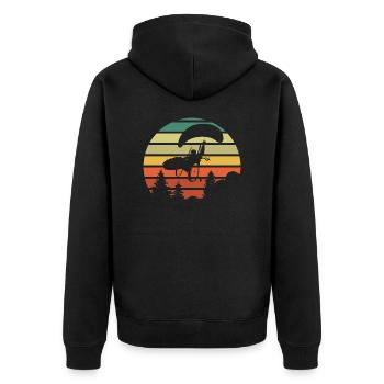 PARAGLIDING ROLLSTUHL HANDICAP - Unisex Premium Bio Zip Hoodie - Schwarz - Hinten - Nico (187cm)