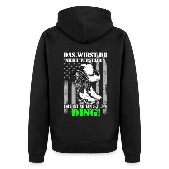 Line Dance - Das wirst du nicht verstehen - Unisex Premium Bio Zip Hoodie - Schwarz - Hinten - Nico (187cm)