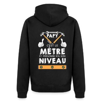 Papy C'est Le Mètre Humour Homme Bricoleur - Veste à capuche bio Premium Unisexe - noir - Dos - Nico (187cm)