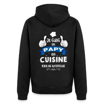 Papy qui cuisine Cadeau Humour Papi Cuisinier - Veste à capuche bio Premium Unisexe - noir - Dos - Nico (187cm)