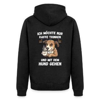 Je veux boire du café et promener le chien - Veste à capuche bio Premium Unisexe - noir - Dos - Nico (187cm)