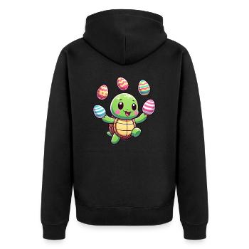 Easter Turtle Juggling Eggs, Artist - Unisex Premium Organic Zip Hoodie - black - Back - Nico (187cm)