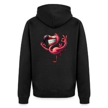 Cute Cartoon Flamingo Yoga Gymnastics - Unisex Premium Organic Zip Hoodie - black - Back - Nico (187cm)
