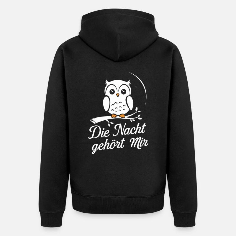 Nachteule Eule Eulen Vogel - Unisex Premium Bio Zip Hoodie - Schwarz