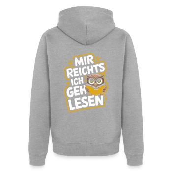oiseau de nuit hibou hibou oiseau - Veste à capuche bio Premium Unisexe - gris chiné - Dos - Nico (187cm)