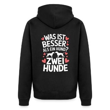 Hund Hunde Haustier Lustige Sprüche - Unisex Premium Bio Zip Hoodie - Schwarz - Hinten - Nico (187cm)