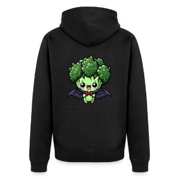 Süßer Halloween Brokkoli Vampir Cartoon - Unisex Premium Bio Zip Hoodie - Schwarz - Hinten - Nico (187cm)