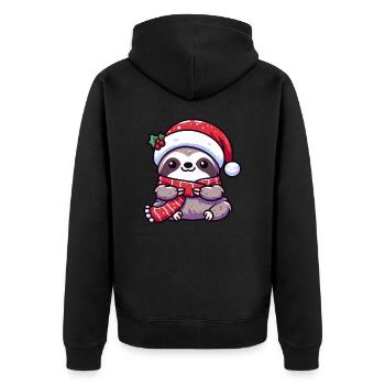 Süßes Faultier Chibi Weihnachten Mops Cartoon - Unisex Premium Bio Zip Hoodie - Schwarz - Hinten - Nico (187cm)
