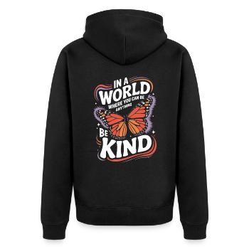 Schmetterling Monarchfalter Bunt Schmetterlinge - Unisex Premium Bio Zip Hoodie - Schwarz - Hinten - Nico (187cm)