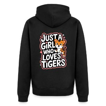 Tiger Tier Zoo Wildtier - Unisex Premium Bio Zip Hoodie - Schwarz - Hinten - Nico (187cm)