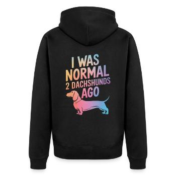 Chien teckel - Veste à capuche bio Premium Unisexe - noir - Dos - Nico (187cm)