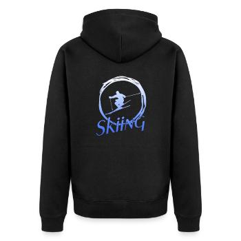 Skiing - Unisex Premium Bio Zip Hoodie - Schwarz - Hinten - Nico (187cm)