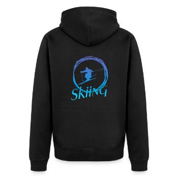 Skiing - Unisex Premium Bio Zip Hoodie - Schwarz - Hinten - Nico (187cm)