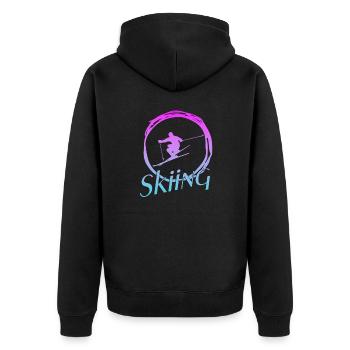 SKIING - Unisex Premium Bio Zip Hoodie - Schwarz - Hinten - Nico (187cm)