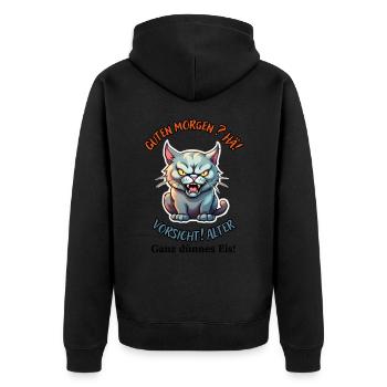 Good morning? Huh! Beware of old very thin ice - Unisex Premium Organic Zip Hoodie - black - Back - Nico (187cm)