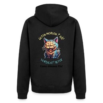 Good morning? Huh! Beware of old very thin ice - Unisex Premium Organic Zip Hoodie - black - Back - Nico (187cm)