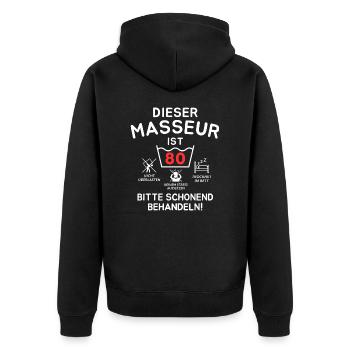 Ce masseur a 80 ans. - Veste à capuche bio Premium Unisexe - noir - Dos - Nico (187cm)