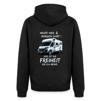 Here today & there tomorrow, that's freedom... - Unisex Premium Organic Zip Hoodie - black - Back - Nico (187cm)
