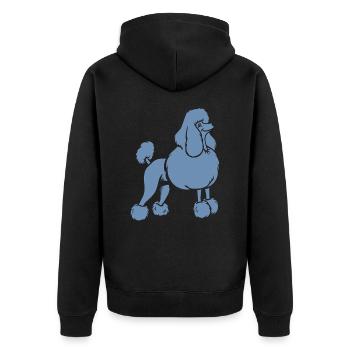 Silhouette Bleue Caniche Chien Minimaliste - Veste à capuche bio Premium Unisexe - noir - Dos - Nico (187cm)