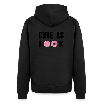 Cute as Fuck schwarz Donut Süßigkeit Geschenkidee - Unisex Premium Bio Zip Hoodie - Schwarz - Hinten - Nico (187cm)