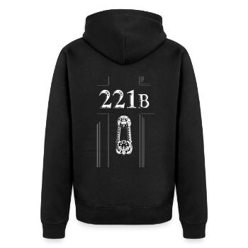 221 B - Unisex Premium Organic Zip Hoodie - black - Back - Nico (187cm)