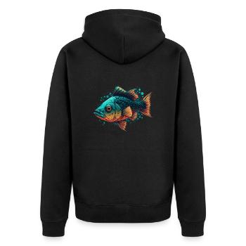 Wildfisch - Unisex Premium Bio Zip Hoodie - Schwarz - Hinten - Nico (187cm)