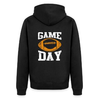 Football Game Day - Unisex Premium Bio Zip Hoodie - Schwarz - Hinten - Nico (187cm)