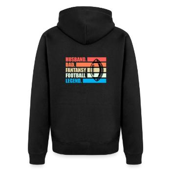 Fantasy Football Spruch Husband Dad Fantasy - Unisex Premium Bio Zip Hoodie - Schwarz - Hinten - Nico (187cm)