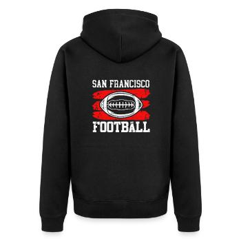 San Francisco Football - Unisex Premium Bio Zip Hoodie - Schwarz - Hinten - Nico (187cm)