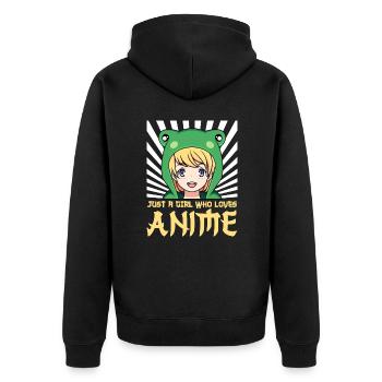 A Girl who loves Anime Manga Waifu - Unisex Premium Bio Zip Hoodie - Schwarz - Hinten - Nico (187cm)