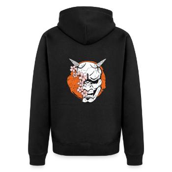 Oni Demon Japonais Diable Japon Masque - Veste à capuche bio Premium Unisexe - noir - Dos - Nico (187cm)